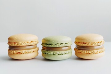 Delicate macarons arranged in pastel colors, showcasing elegant