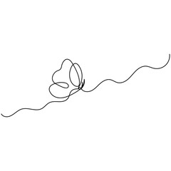Butterfly icon continuous one line drawing outline vector illustration	

