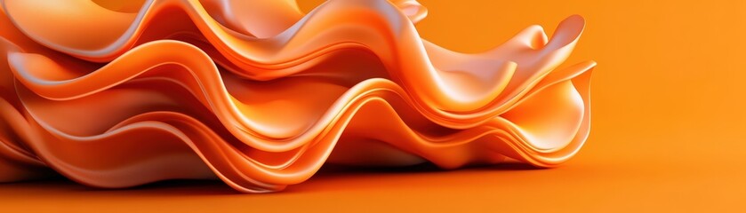 Obraz premium Beautiful wave of orange and white colors blending harmoniously to create a soft and inviting background scene