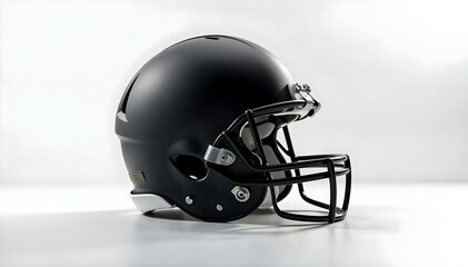 Naklejka premium Blank black and white american football helmet mockup, profile view isolated on a transparent background