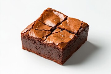 Rich, fudgy brownie square with cracked top, showcasing its deli