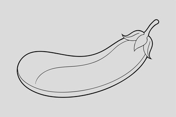 Line Drawing of Eggplant. Simple & Elegant Sketch