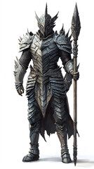 Fototapeta premium Epic battle preparation armored warrior fantasy realm character design mystical setting dramatic angle valor and strength