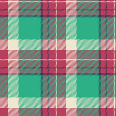 Vibrant plaid pattern in teal, pink, and gray.  Perfect for textile design, fashion, websites, or packaging.