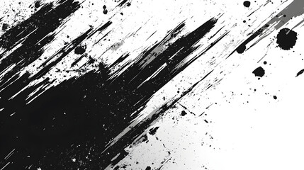 Abstract grunge vector background with brush strokes and splashes in black, white, and gray colors
