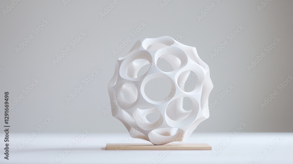 Poster abstract white sculpture representing the complexity of mathematical and scientific problem-solving 