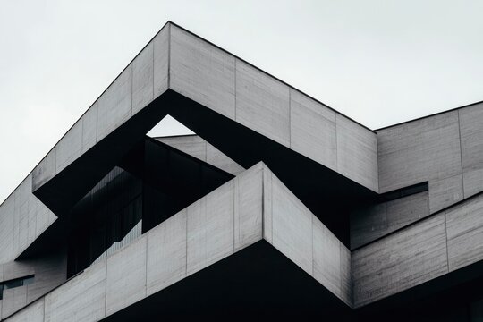 Modern concrete building exterior detail, architectural design
