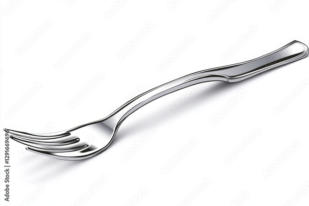 Poster stylized silver fork isolated on a white background, a simple vector illustration with smooth lines 