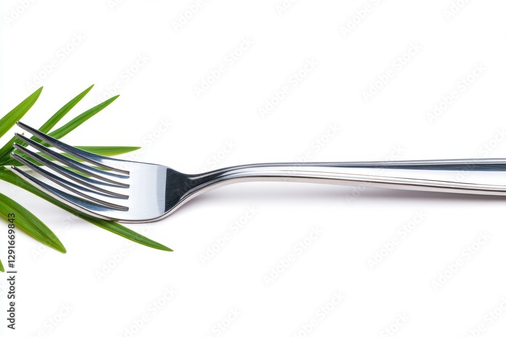 Poster stylized silver fork isolated on a white background, a simple vector illustration with smooth lines 