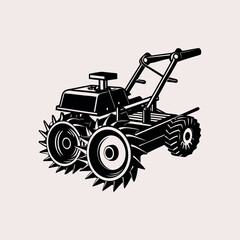  Rotary Tiller Vector Illustration on White Background