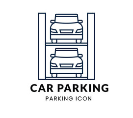 Double Car Parking  line Icon Set .  Vector Illustration