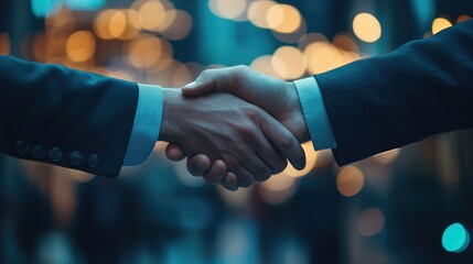 Business Deal Handshake at Night