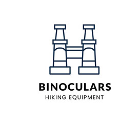 Binoculars line Icon Set .  Trekking Item . Vector Illustration
