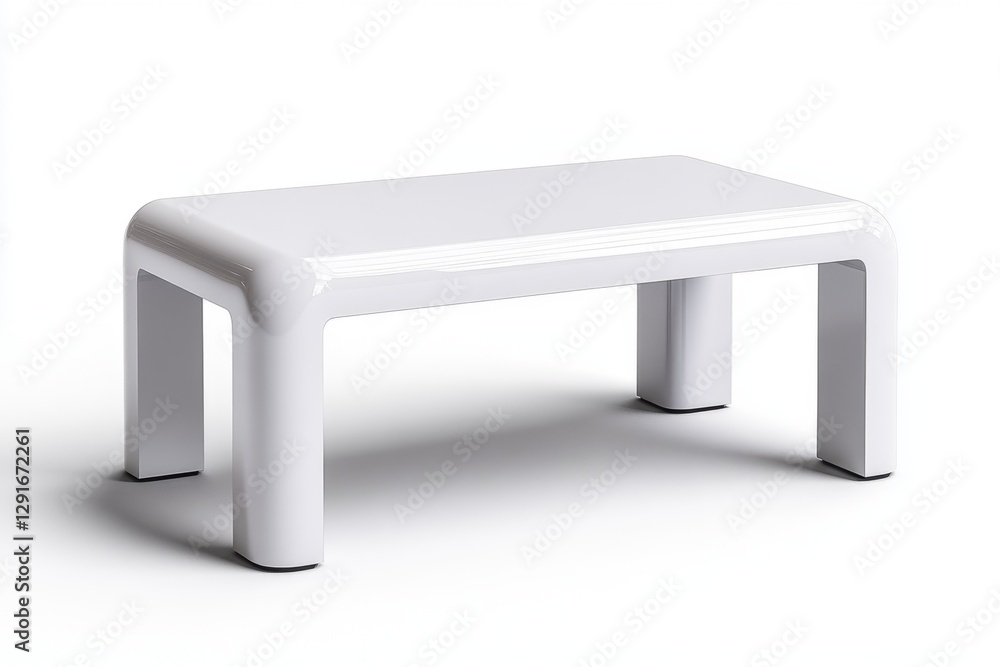Poster white, flat, rectangular table on a white background, front view. simple and clean, high-resolution 