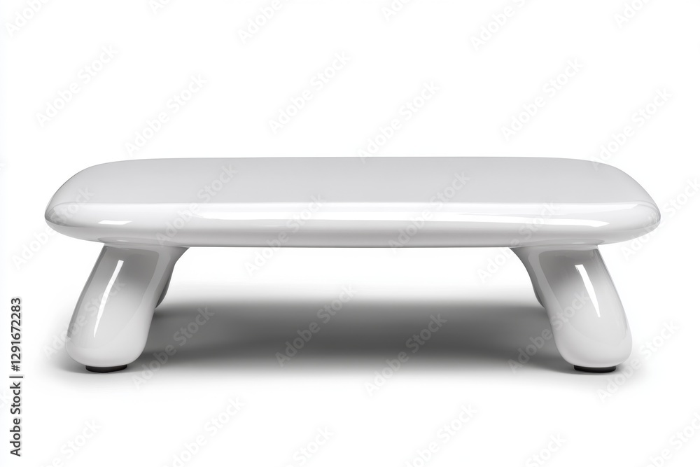 Poster white, flat, rectangular table on a white background, front view. simple and clean, high-resolution 