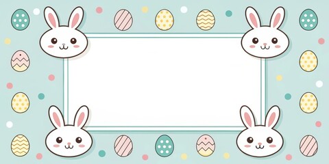 Fototapeta premium easter bunny greeting card with eggs and copy space for message
