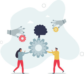 AI and automation revolution with artificial intelligence .Modern technology for smart digitization and automatic production process.flat character life .