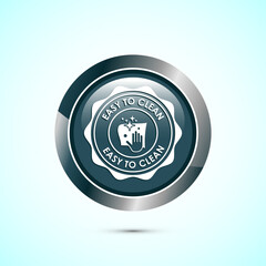 Easy cleaning icon design illustration. Clean surface icon sign symbol, Gray color round button design