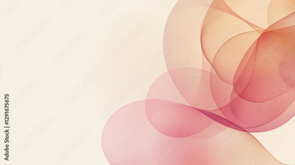 Aufkleber abstract background with soft pink and orange flowing shapes on a cream backdrop.