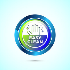 Easy cleaning icon design illustration. Clean surface icon sign symbol, Glossy round button design
