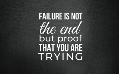 Motivational quote on overcoming failure inspirational setting graphic design minimalist style close-up view perseverance concept