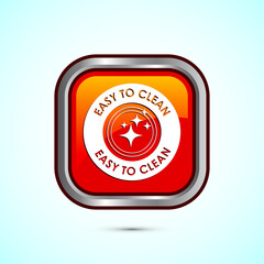 Easy cleaning icon design illustration. Clean surface icon sign symbol, Orange color square button design
