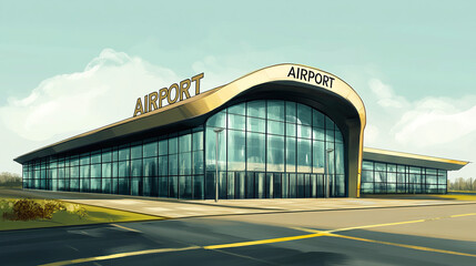 Modern Airport Building Illustration