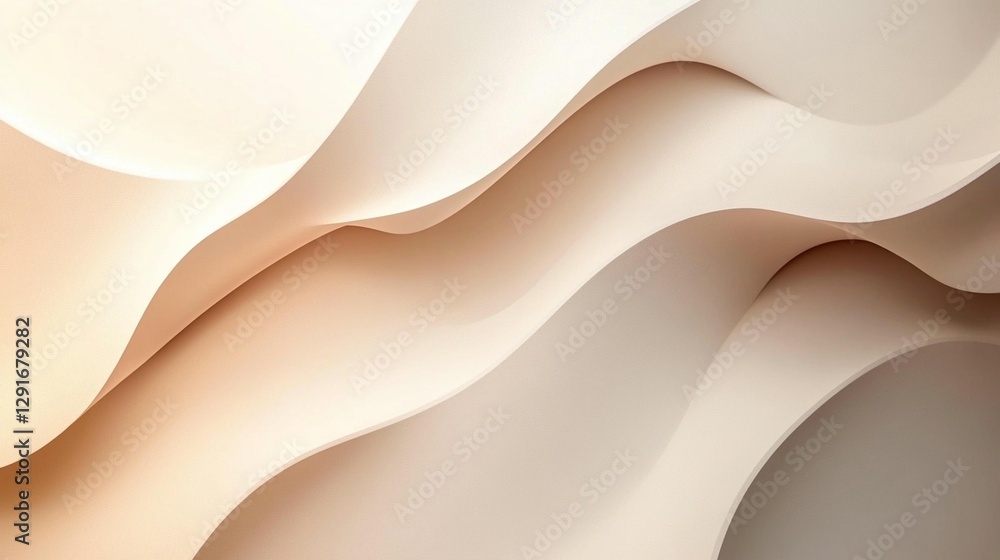 Poster abstract beige wavy background with subtle light and shadow creating a soft, elegant texture.