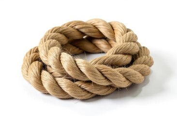 Fototapeta premium Hemp rope on white background. Organic material 