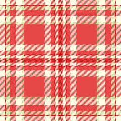 Vibrant red and cream plaid pattern.  Perfect for textile design, fashion, and website backgrounds. This seamless texture evokes warmth and tradition, ideal for autumnal or holiday projects.