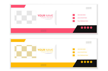 Creative and modern email signature layout with author photo and icon  place also with colorful and unique design.