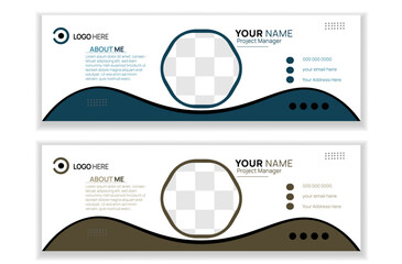 Creative and modern email signature layout with author photo and icon  place also with colorful and unique design.