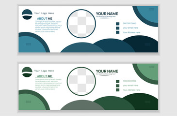 Creative and modern email signature layout with author photo and icon  place also with colorful and unique design.