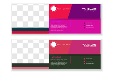 Creative and modern email signature layout with author photo and icon  place also with colorful and unique design.