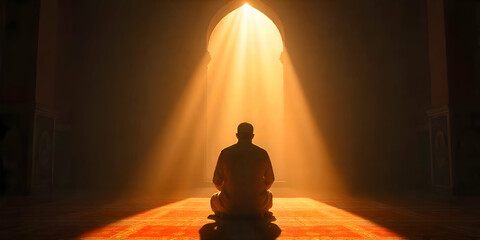 Religious muslim man praying