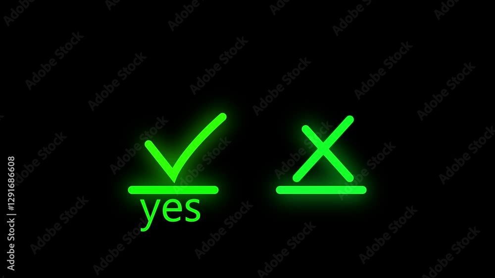 Poster tick or check mark and cross mark signs icon animation. false and true, right and wrong. correct and