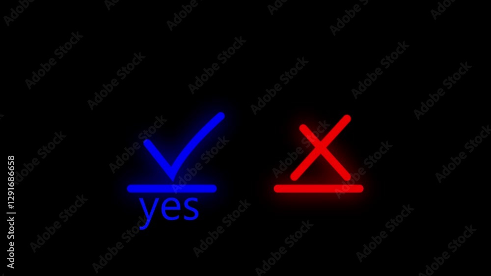 Aufkleber tick or check mark and cross mark signs icon animation. false and true, right and wrong. correct and