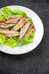mackerel can salad seafood fresh tasty food dish gourmet food background on the table rustic food top view copy space