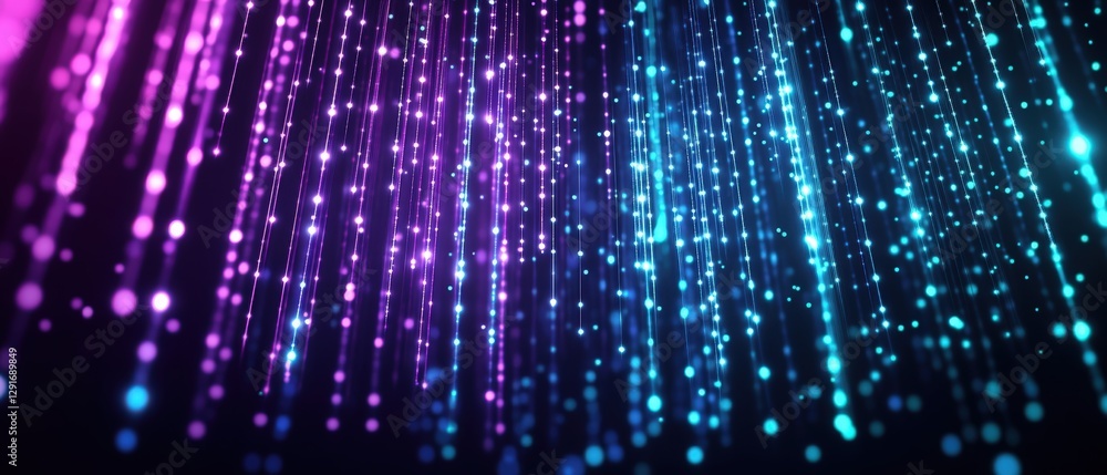 Poster vibrant and colorful abstract background with numerous glowing lights creating a stunning visual dis