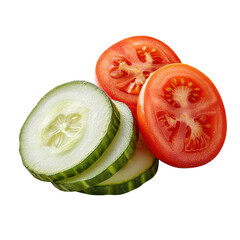 Fresh Slices of Cucumber and Tomato