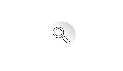 illustration of line magnifying glass icon symbol on a checkerboard transparent background