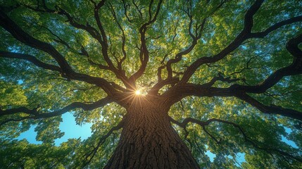 Fototapeta premium Tree with Strong Trunk and Leaves 
