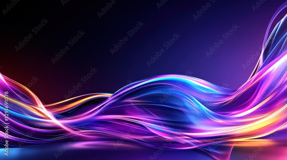 Poster colorful wave of light flowing abstractly across the frame creating a dynamic and energetic visual e