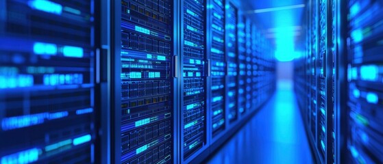 Naklejka premium Big data storage integration showcases interconnected digital units facilitating seamless information flow and enhanced efficiency