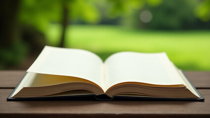 Open Book, Blank Pages, Outdoors, Nature Setting (16:9)
