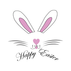 Happy Easter typography with bunny