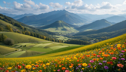 Obraz premium alpine meadow with wildflowers