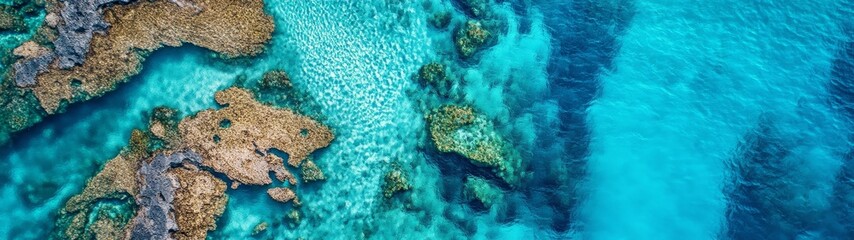 Obraz premium Crystal Clear Waters Reveal Stunning Underwater Rock Formations in a Coastal Landscape