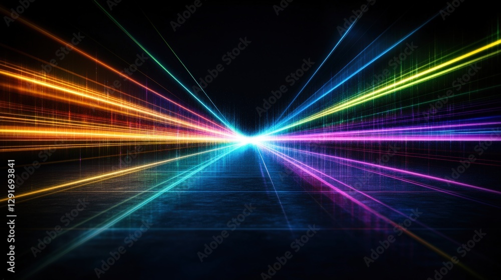 Poster dynamic colorful light streaks creating a sense of motion and energy in an abstract background of vi