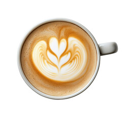 Espresso Coffee with Beautiful Latte Art in White Ceramic Cup